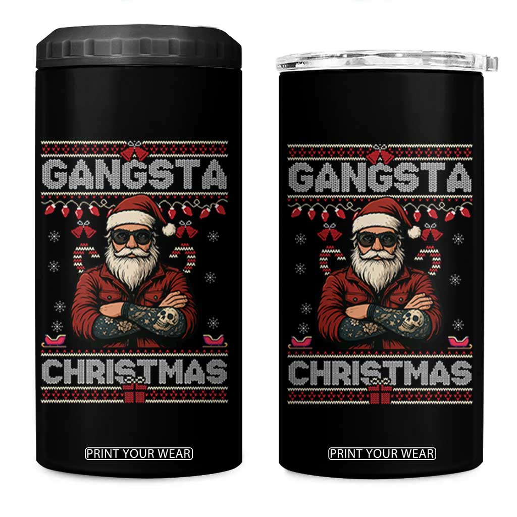 Gangster Santa Claus Hip Hop Rap Christmas Cool 4 in 1 Can Cooler Tumbler TS14 One Size: 16 oz Black Print Your Wear