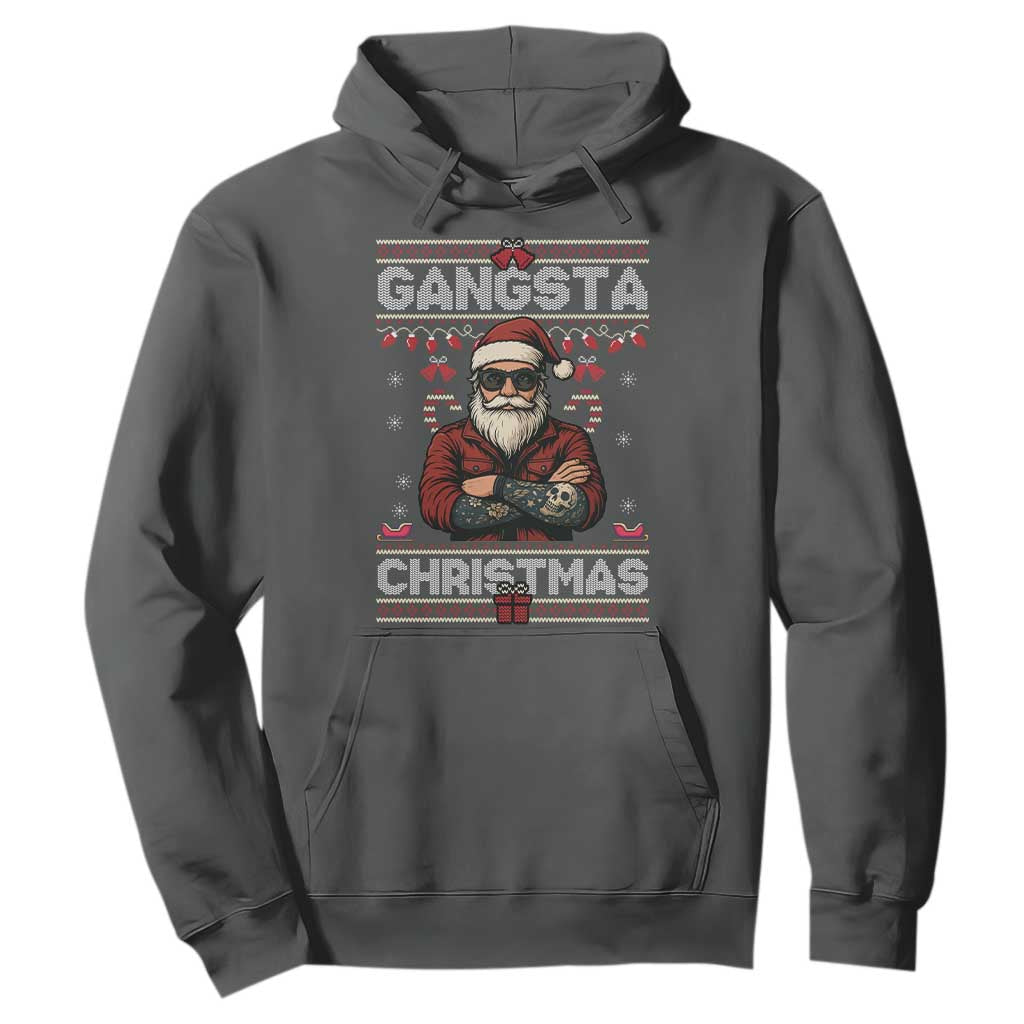 Gangster Santa Claus Hip Hop Rap Christmas Cool Hoodie TS14 Dark Heather Print Your Wear
