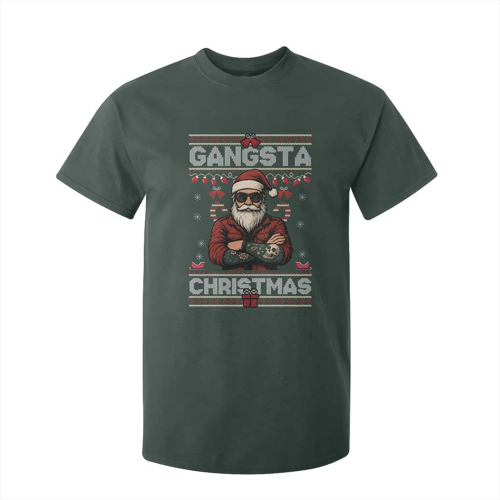 Gangster Santa Claus Hip Hop Rap Christmas Cool T Shirt For Kid TS14 Dark Forest Green Print Your Wear