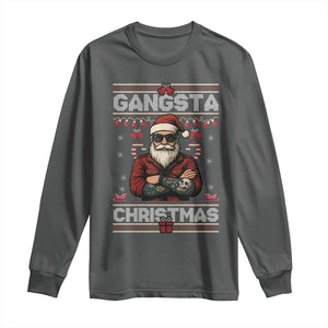 Gangster Santa Claus Hip Hop Rap Christmas Cool Long Sleeve Shirt TS14 Dark Heather Print Your Wear