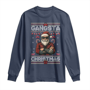 Gangster Santa Claus Hip Hop Rap Christmas Cool Long Sleeve Shirt TS14 Navy Print Your Wear