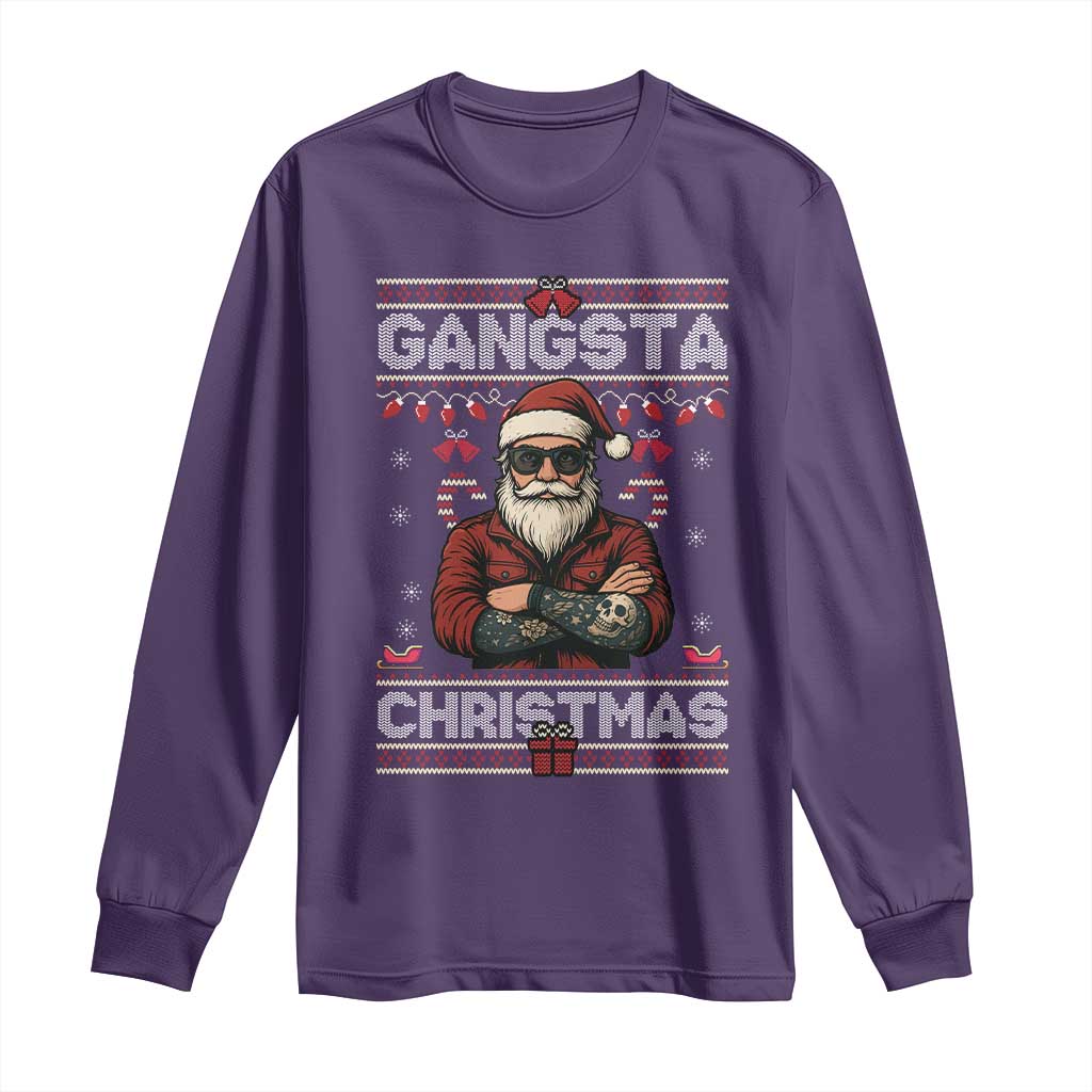 Gangster Santa Claus Hip Hop Rap Christmas Cool Long Sleeve Shirt TS14 Purple Print Your Wear