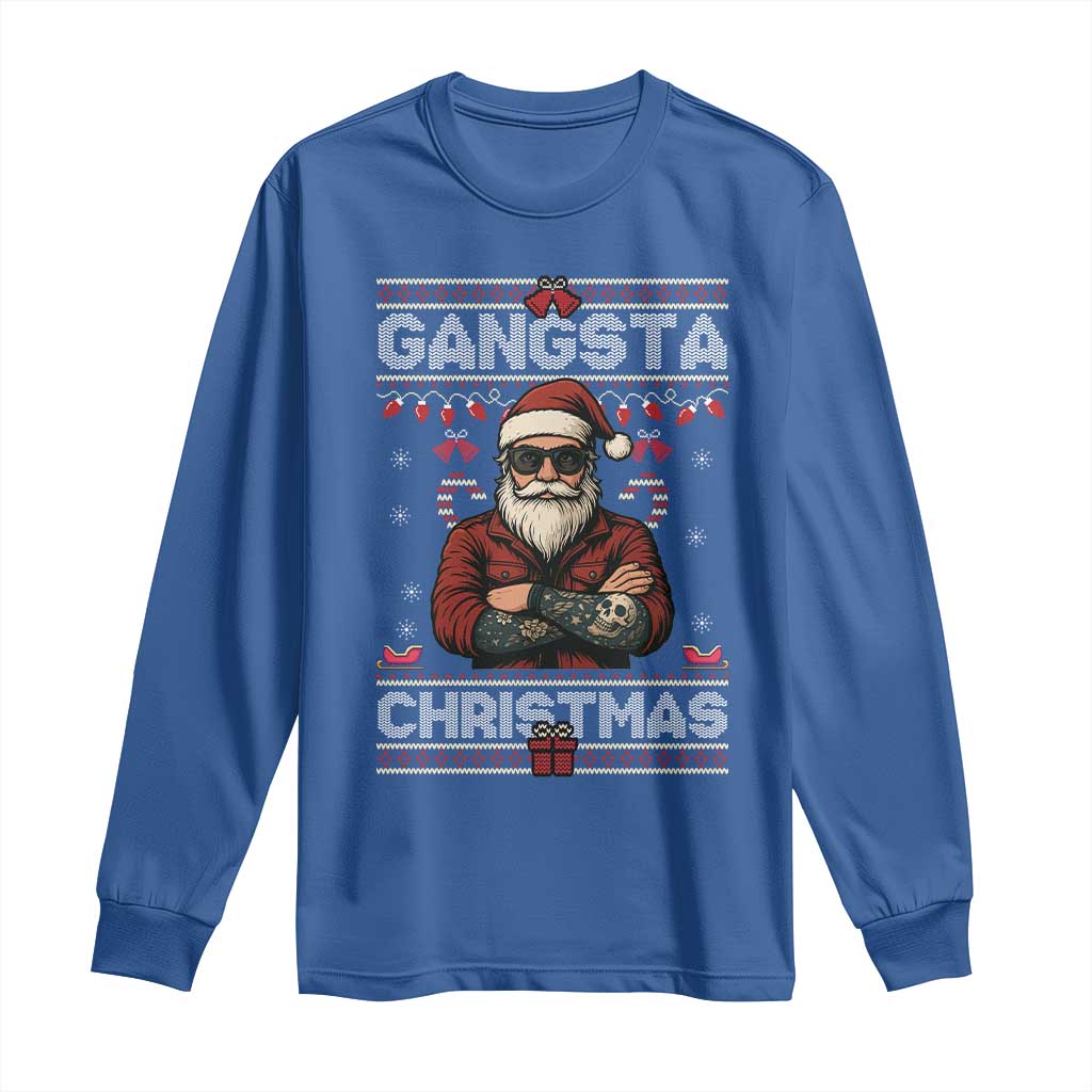 Gangster Santa Claus Hip Hop Rap Christmas Cool Long Sleeve Shirt TS14 Royal Blue Print Your Wear