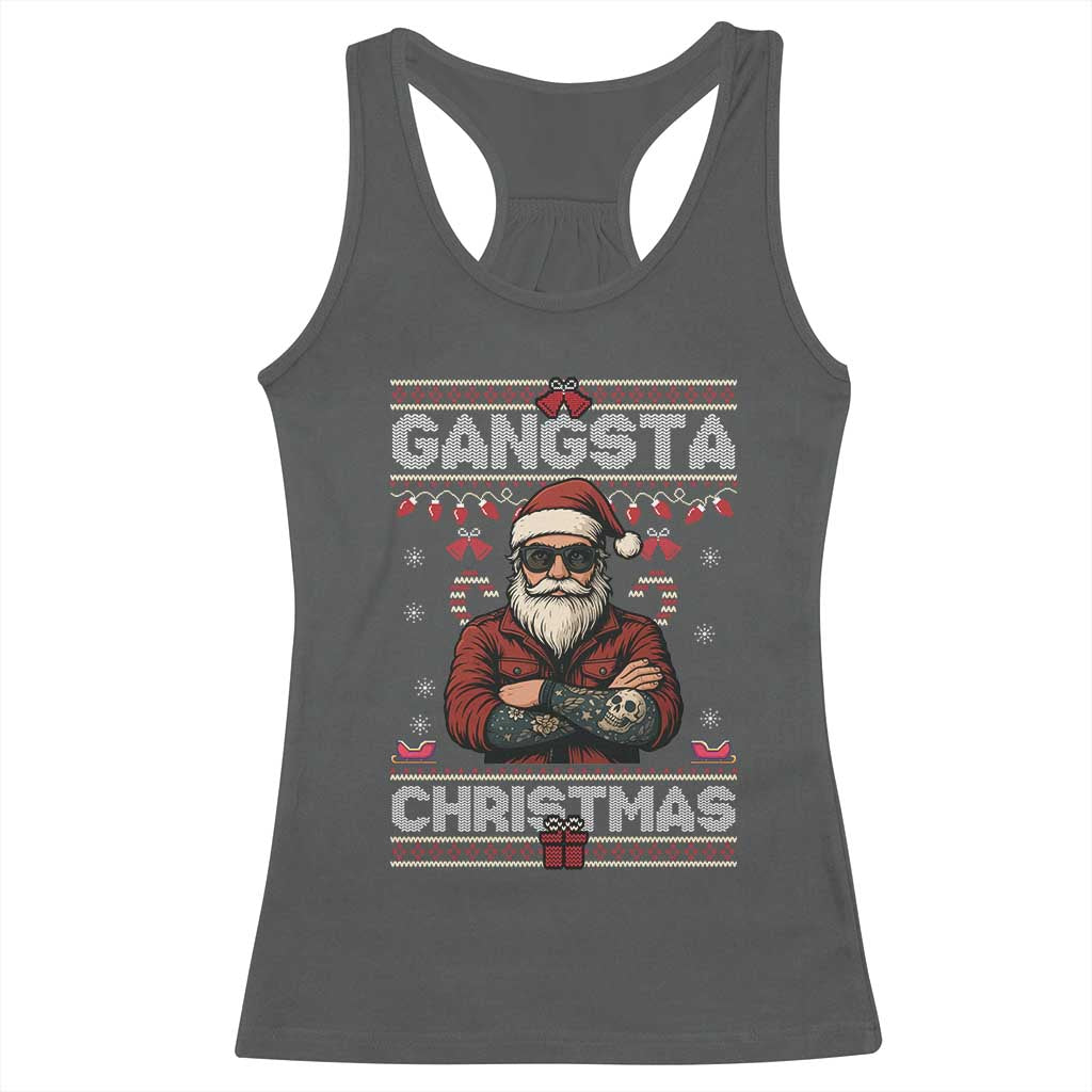 Gangster Santa Claus Hip Hop Rap Christmas Cool Racerback Tank Top TS14 Dark Heather Print Your Wear