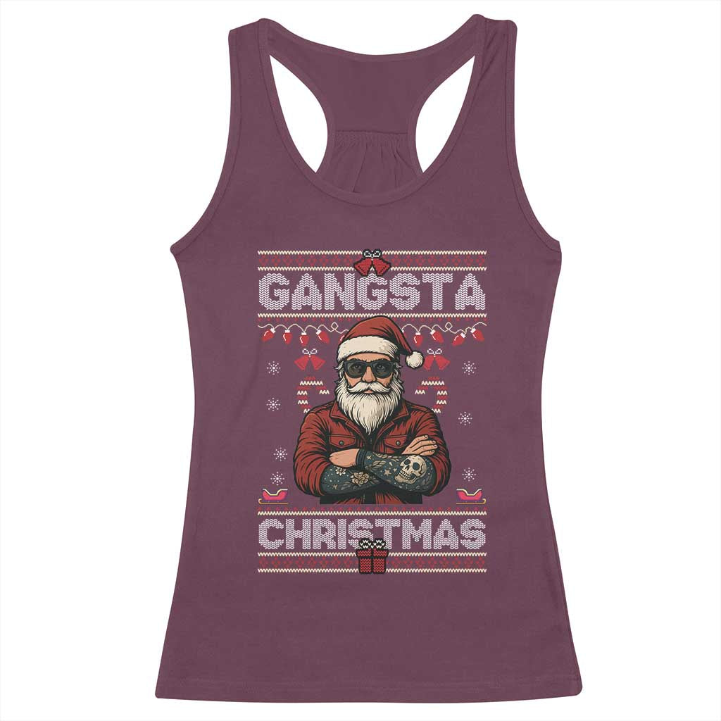Gangster Santa Claus Hip Hop Rap Christmas Cool Racerback Tank Top TS14 Maroon Print Your Wear