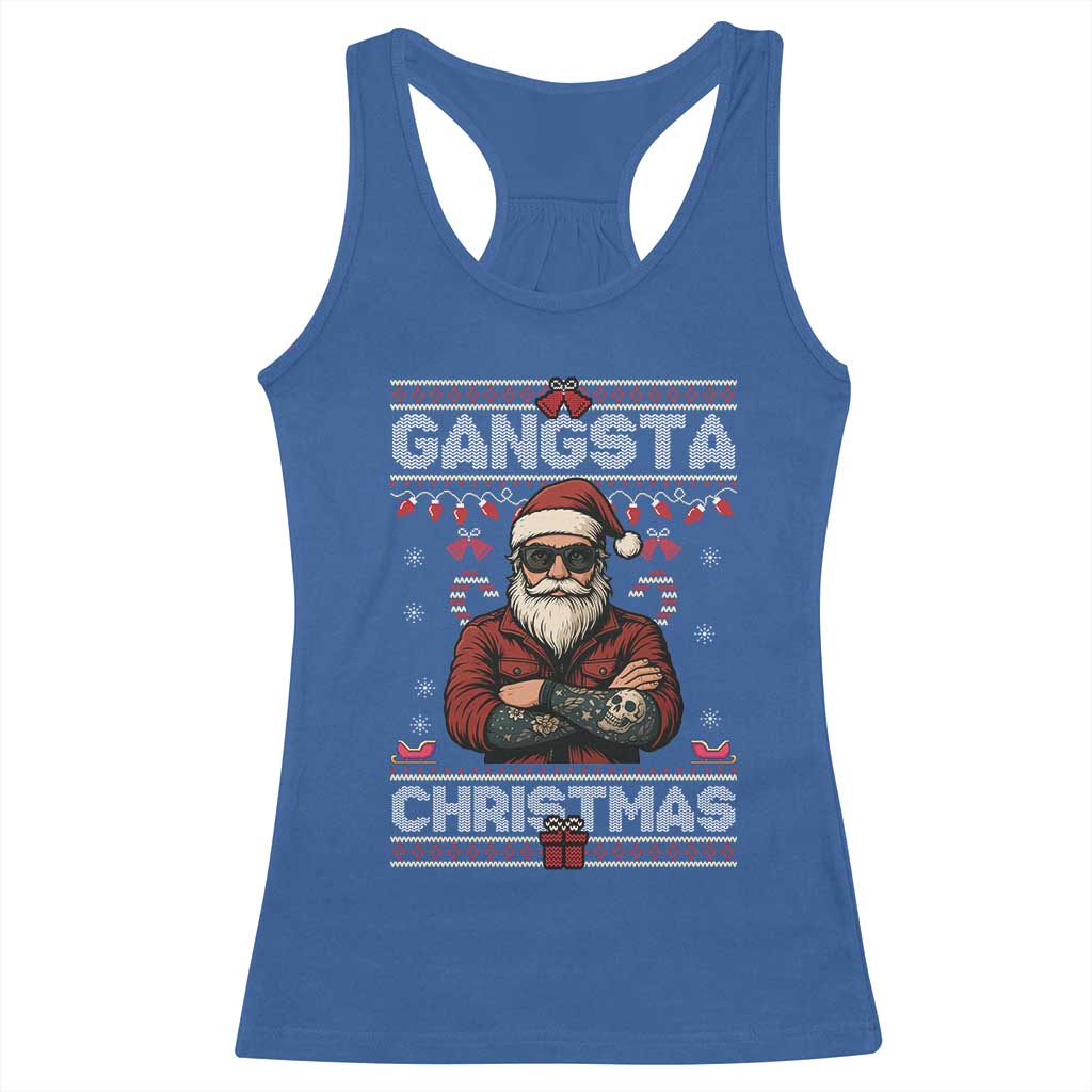 Gangster Santa Claus Hip Hop Rap Christmas Cool Racerback Tank Top TS14 Royal Blue Print Your Wear