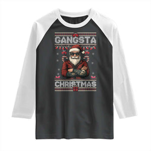Gangster Santa Claus Hip Hop Rap Christmas Cool Raglan Shirt TS14 Black White Print Your Wear