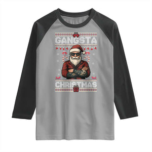 Gangster Santa Claus Hip Hop Rap Christmas Cool Raglan Shirt TS14 Sport Gray Black Print Your Wear