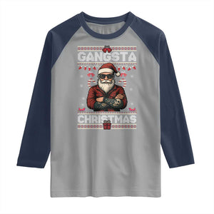 Gangster Santa Claus Hip Hop Rap Christmas Cool Raglan Shirt TS14 Sport Gray Navy Print Your Wear