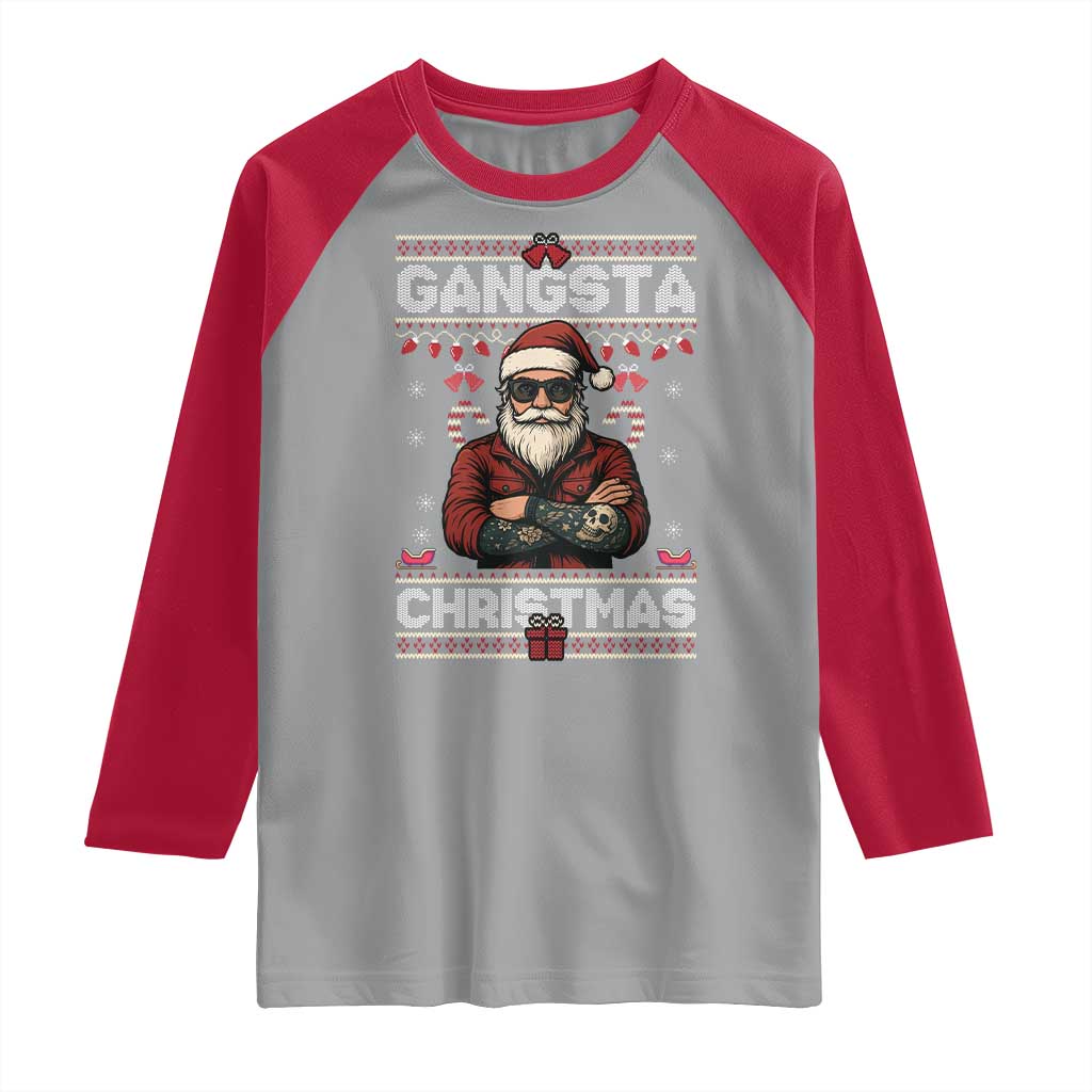 Gangster Santa Claus Hip Hop Rap Christmas Cool Raglan Shirt TS14 Sport Gray Red Print Your Wear
