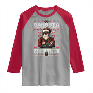 Gangster Santa Claus Hip Hop Rap Christmas Cool Raglan Shirt TS14 Sport Gray Red Print Your Wear
