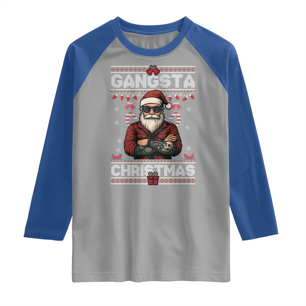 Gangster Santa Claus Hip Hop Rap Christmas Cool Raglan Shirt TS14 Sport Gray Royal Print Your Wear