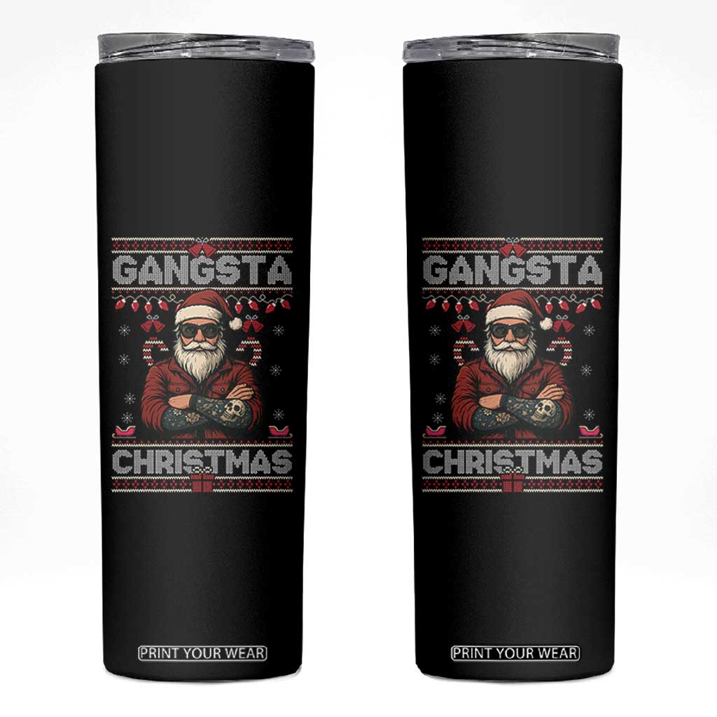 Gangster Santa Claus Hip Hop Rap Christmas Cool Skinny Tumbler TS14 Black Print Your Wear