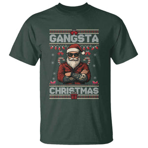 Gangster Santa Claus Hip Hop Rap Christmas Cool T Shirt TS14 Dark Forest Green Print Your Wear