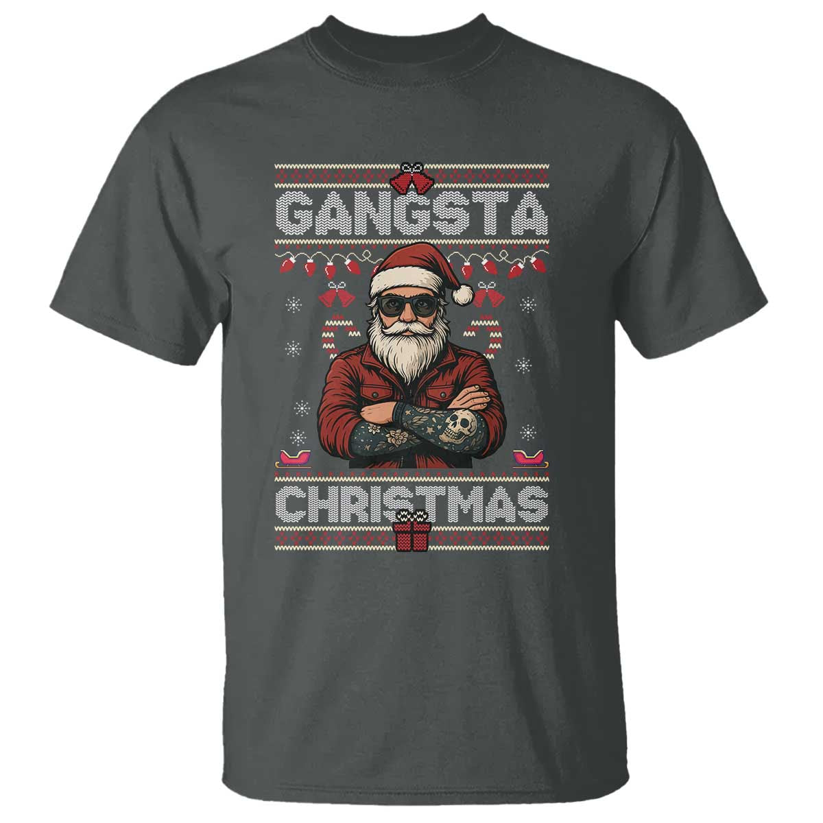 Gangster Santa Claus Hip Hop Rap Christmas Cool T Shirt TS14 Dark Heather Print Your Wear