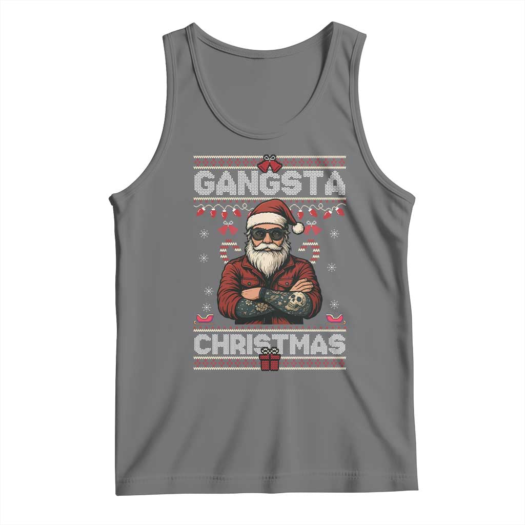 Gangster Santa Claus Hip Hop Rap Christmas Cool Tank Top TS14 Black Heather Print Your Wear