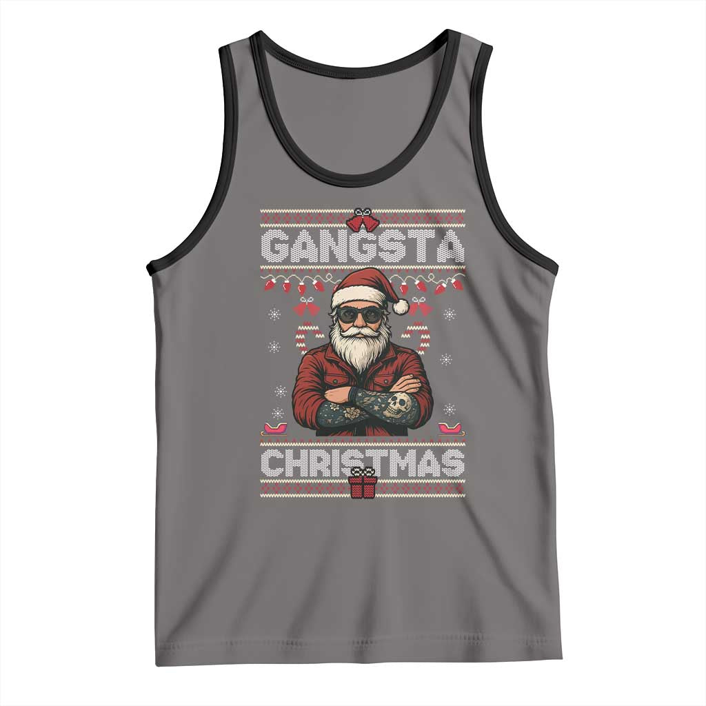 Gangster Santa Claus Hip Hop Rap Christmas Cool Tank Top TS14 Deep Heather Black Print Your Wear