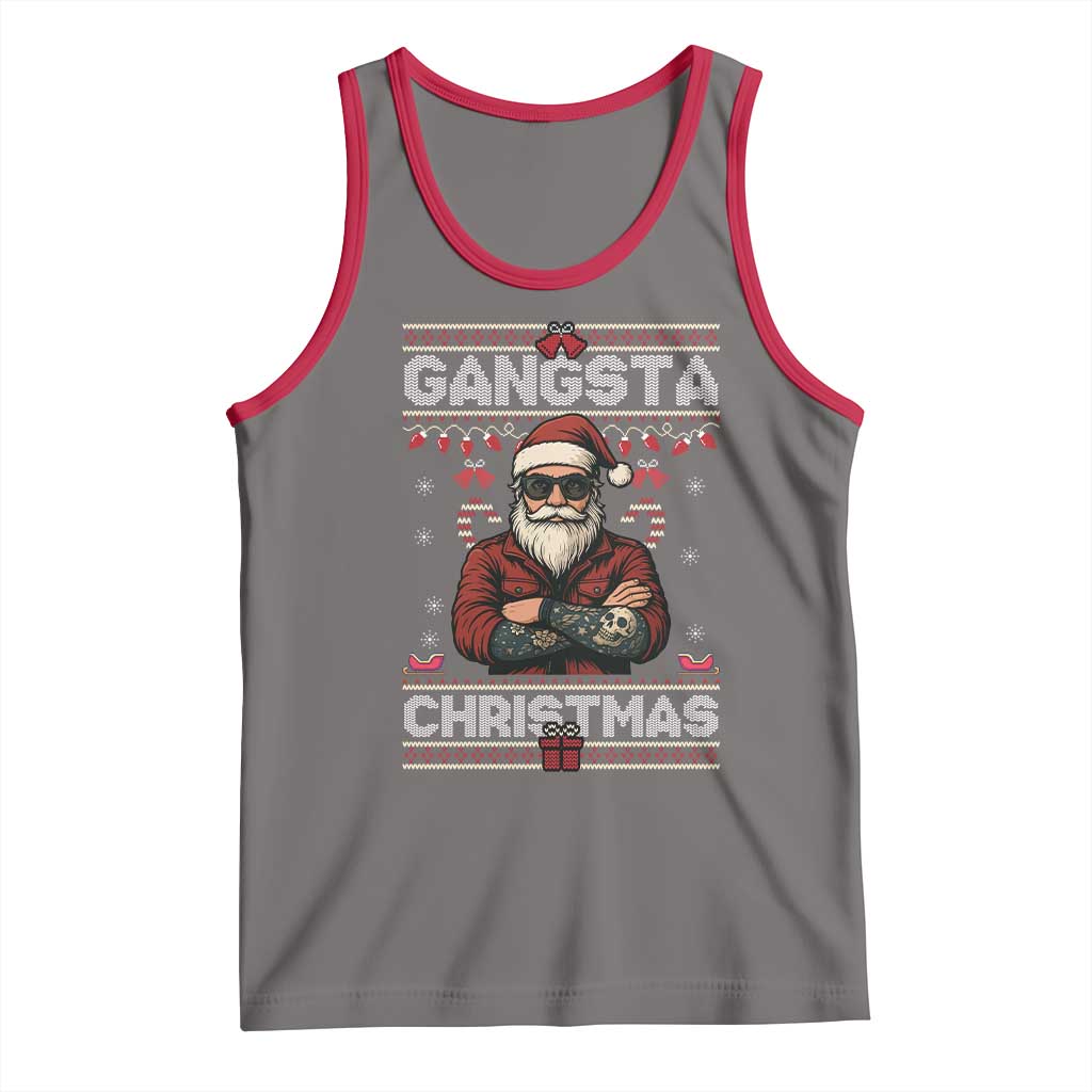 Gangster Santa Claus Hip Hop Rap Christmas Cool Tank Top TS14 Deep Heather Red Print Your Wear