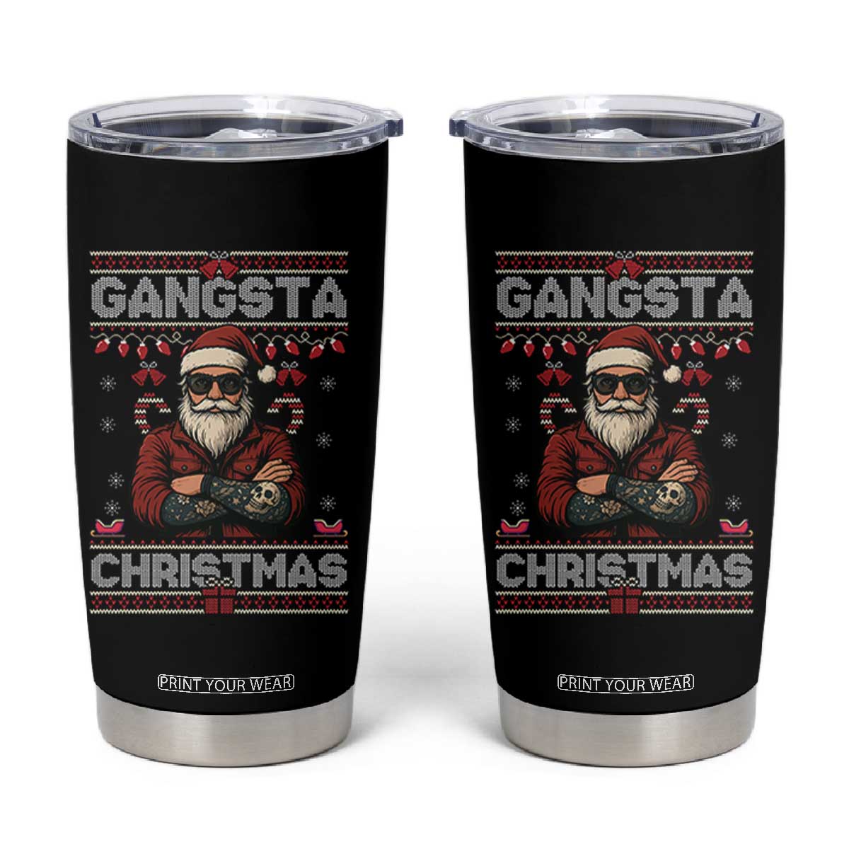 Gangster Santa Claus Hip Hop Rap Christmas Cool Tumbler Cup TS14 Black Print Your Wear