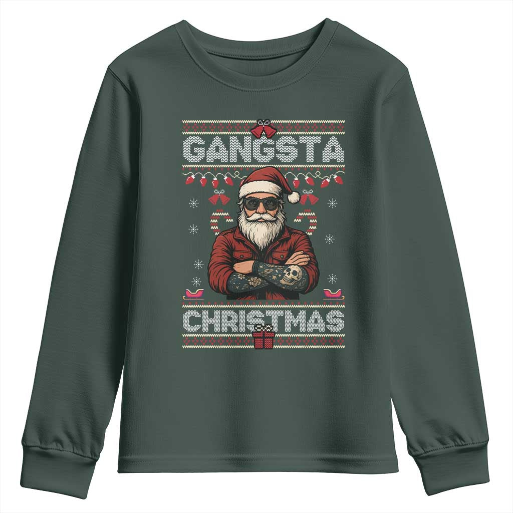 Gangster Santa Claus Hip Hop Rap Christmas Cool Youth Sweatshirt TS14 Dark Forest Green Print Your Wear