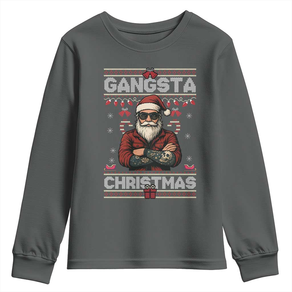 Gangster Santa Claus Hip Hop Rap Christmas Cool Youth Sweatshirt TS14 Dark Heather Print Your Wear