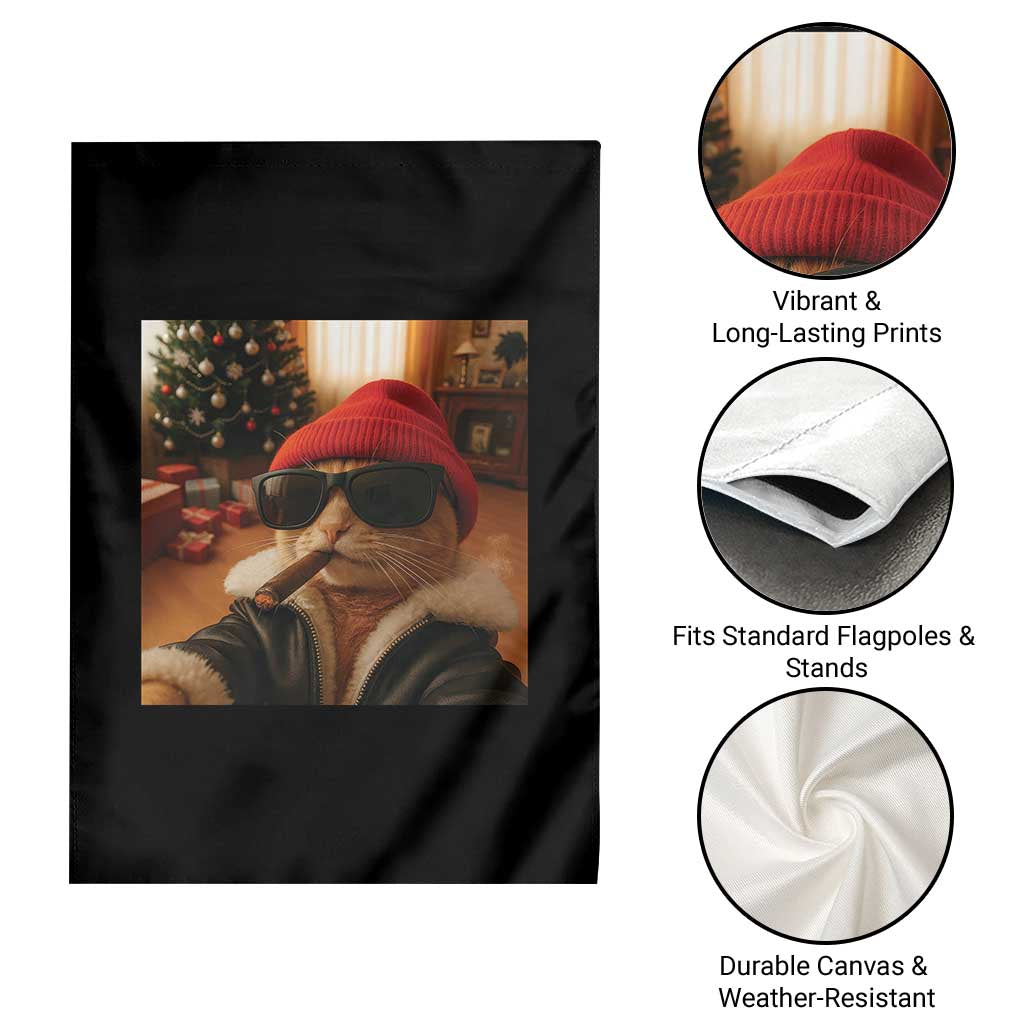 Funny Gangster Cats Christmas Garden Flag Smoking Kitten Meme TS14 Print Your Wear