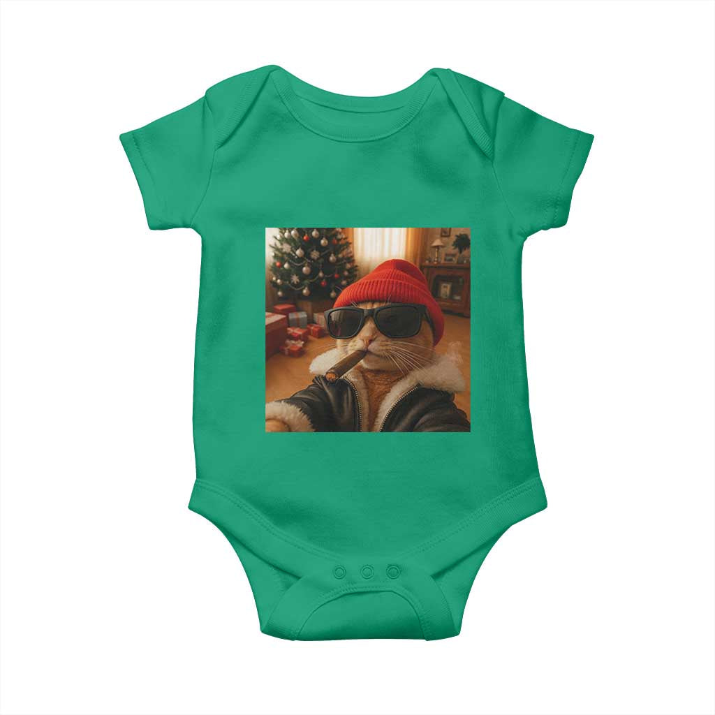 Funny Gangster Cats Christmas Baby Onesie Smoking Kitten Meme TS14 Irish Green Print Your Wear