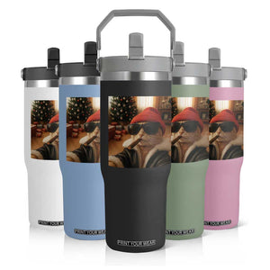 Funny Gangster Cats Christmas Flip Straw Tumbler Smoking Kitten Meme TS14 Print Your Wear