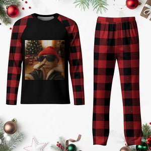 Funny Gangster Cats Christmas Plaid Pajama Set Smoking Kitten Meme TS14 Buffalo Plaid Print Your Wear