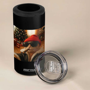 Funny Gangster Cats Christmas 4 in 1 Can Cooler Tumbler Smoking Kitten Meme TS14 Print Your Wear