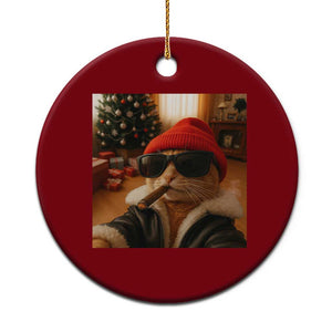Funny Gangster Cats Xmas Ceramic Ornament Smoking Kitten Meme TS14 1pc Red Print Your Wear