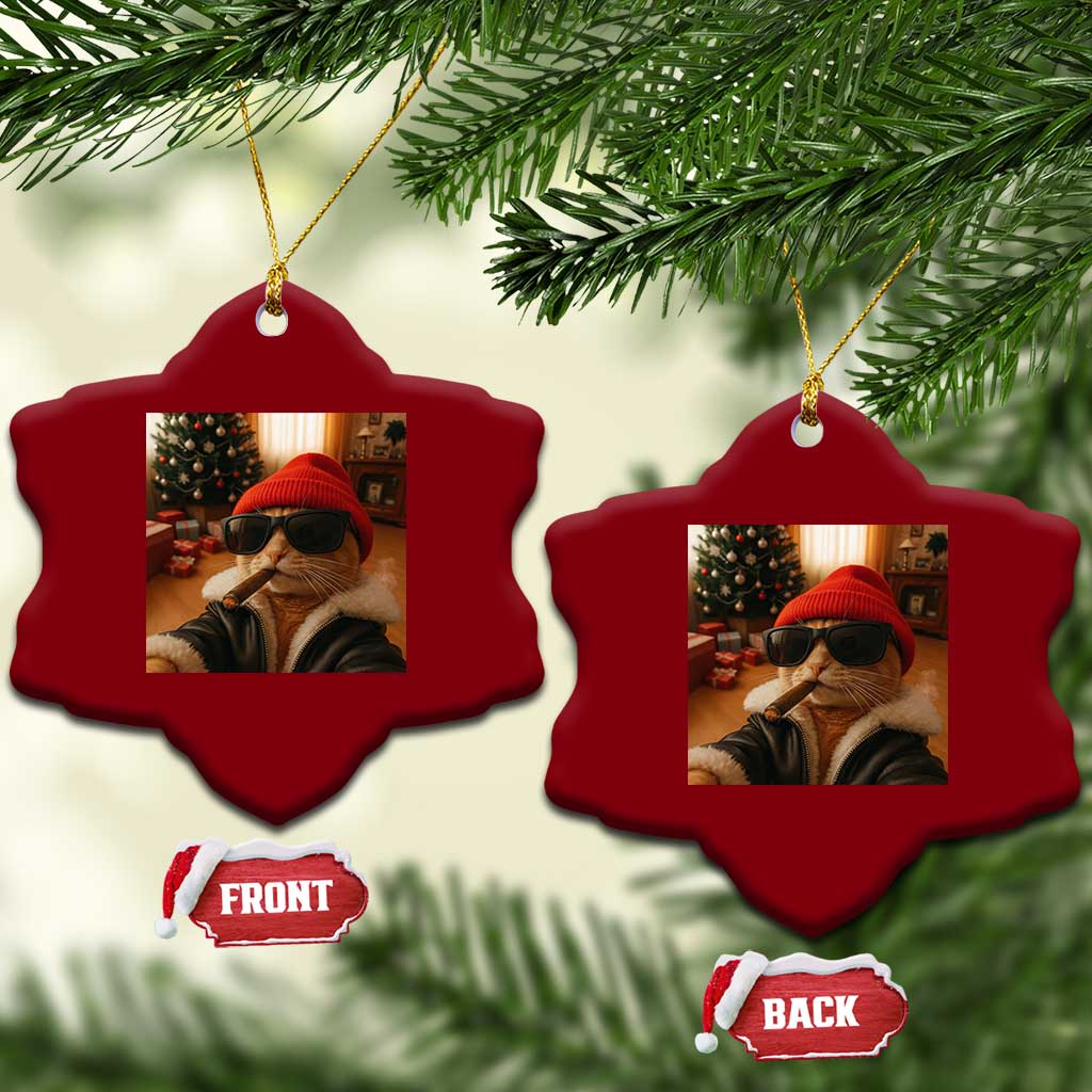 Funny Gangster Cats Xmas Ceramic Ornament Smoking Kitten Meme TS14 Print Your Wear