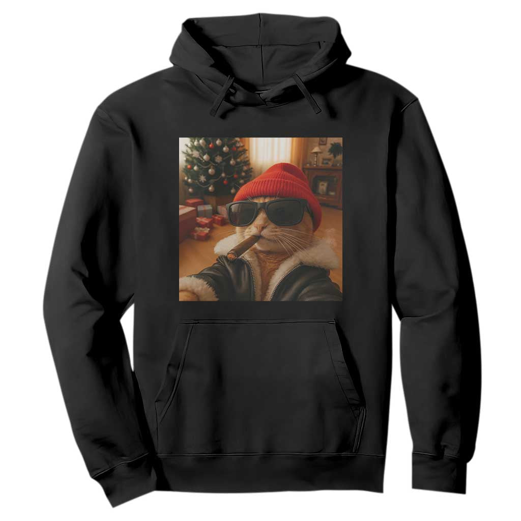 Funny Gangster Cats Christmas Hoodie Smoking Kitten Meme TS14 Black Print Your Wear