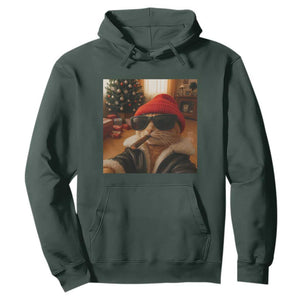 Funny Gangster Cats Christmas Hoodie Smoking Kitten Meme TS14 Dark Forest Green Print Your Wear