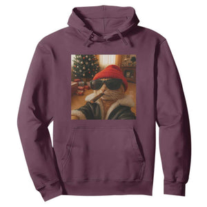 Funny Gangster Cats Christmas Hoodie Smoking Kitten Meme TS14 Maroon Print Your Wear