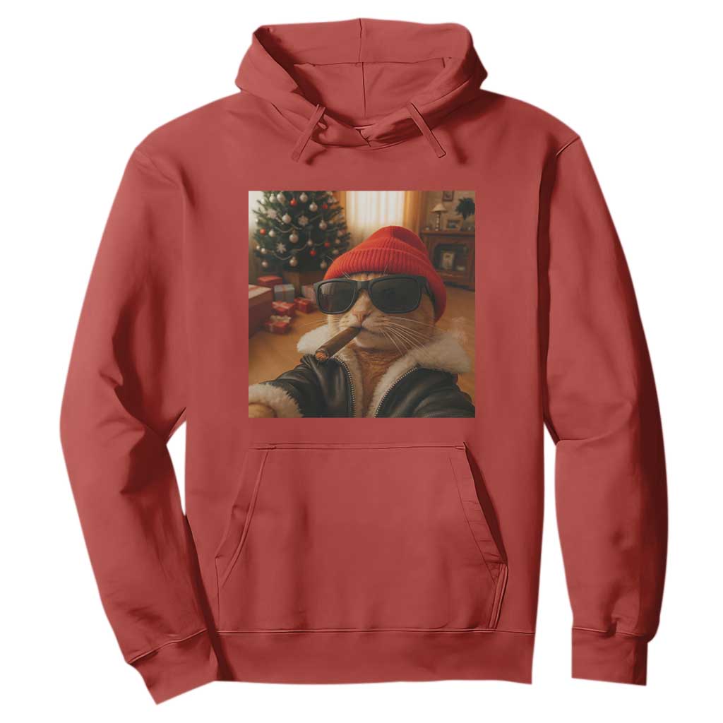 Funny Gangster Cats Christmas Hoodie Smoking Kitten Meme TS14 Red Print Your Wear