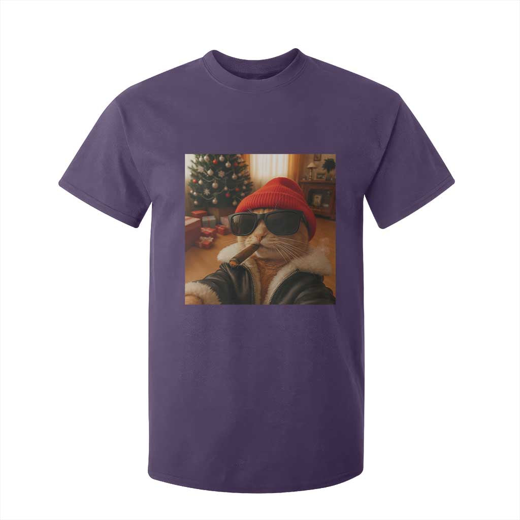 Funny Gangster Cats Christmas T Shirt For Kid Smoking Kitten Meme TS14 Purple Print Your Wear