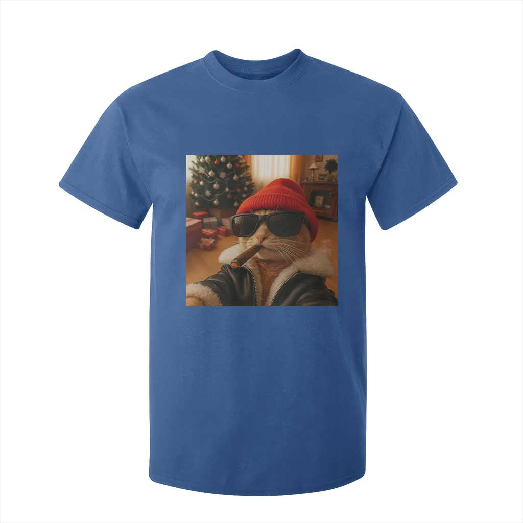 Funny Gangster Cats Christmas T Shirt For Kid Smoking Kitten Meme TS14 Royal Blue Print Your Wear