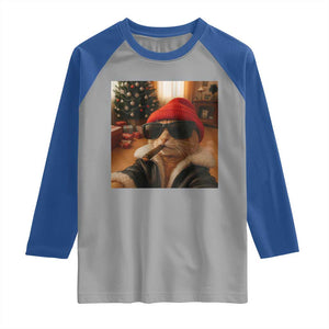 Funny Gangster Cats Christmas Raglan Shirt Smoking Kitten Meme TS14 Sport Gray Royal Print Your Wear