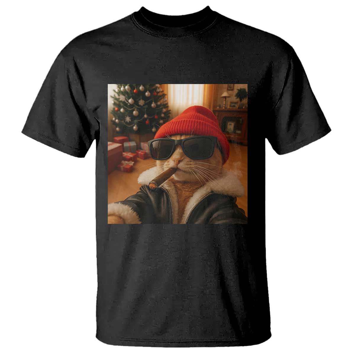 Funny Gangster Cats Christmas T Shirt Smoking Kitten Meme TS14 Black Print Your Wear