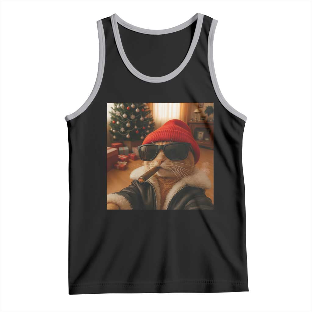 Funny Gangster Cats Christmas Tank Top Smoking Kitten Meme TS14 Black Athletic Heather Print Your Wear