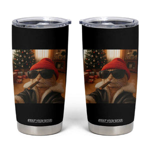 Funny Gangster Cats Christmas Tumbler Cup Smoking Kitten Meme TS14 Black Print Your Wear