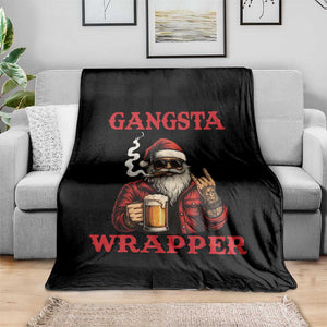 Funny Santa Drinking Beer Christmas Throw Blanket Gangster Rock On Hand Xmas TS14 Print Your Wear