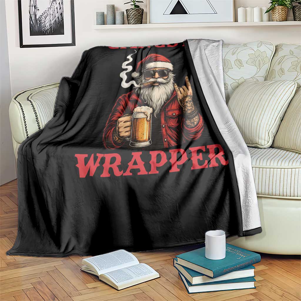 Funny Santa Drinking Beer Christmas Throw Blanket Gangster Rock On Hand Xmas TS14 Print Your Wear