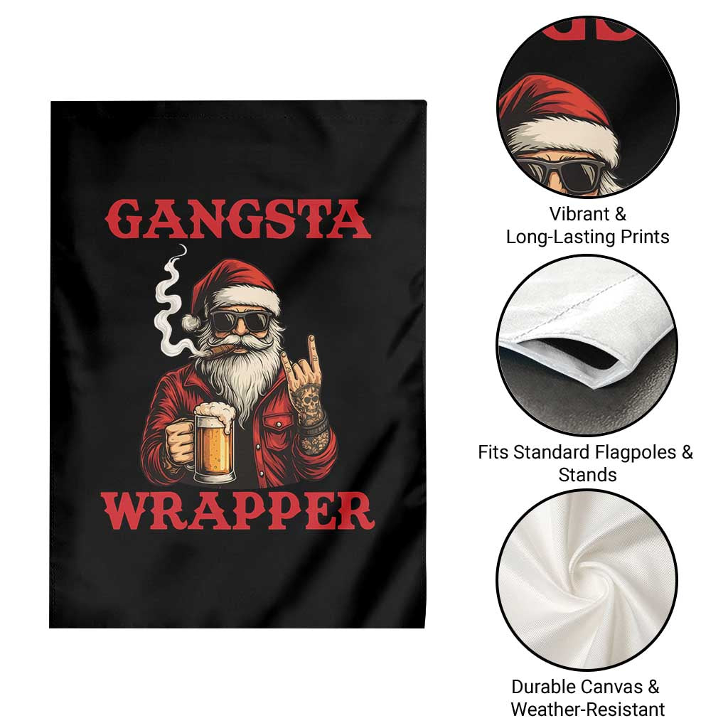 Funny Santa Drinking Beer Christmas Garden Flag Gangster Rock On Hand Xmas TS14 Print Your Wear