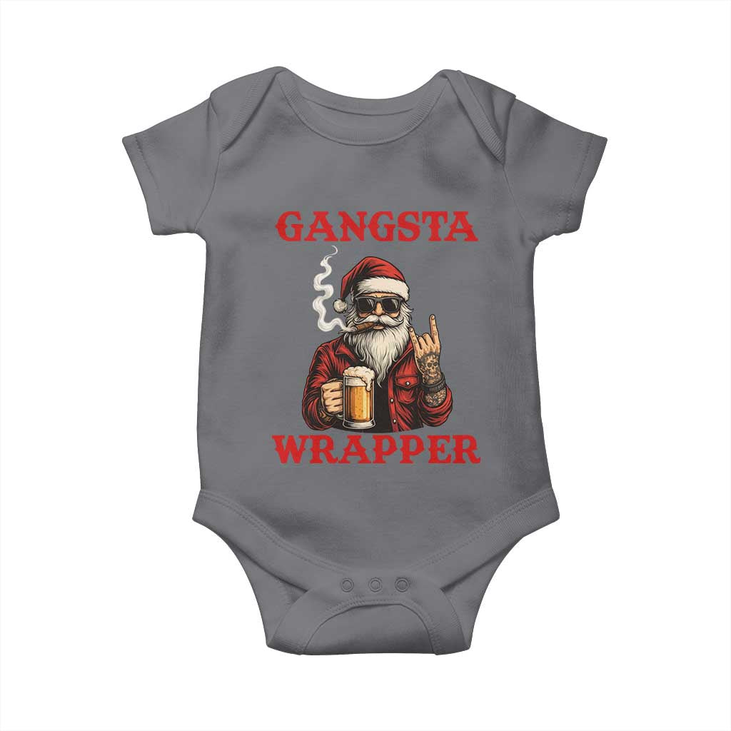 Funny Santa Drinking Beer Christmas Baby Onesie Gangster Rock On Hand Xmas TS14 Charcoal Print Your Wear