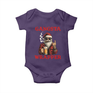 Funny Santa Drinking Beer Christmas Baby Onesie Gangster Rock On Hand Xmas - Print Your Wear