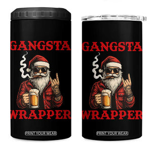 Funny Santa Drinking Beer Christmas 4 in 1 Can Cooler Tumbler Gangster Rock On Hand Xmas TS14 One Size: 16 oz Black Print Your Wear