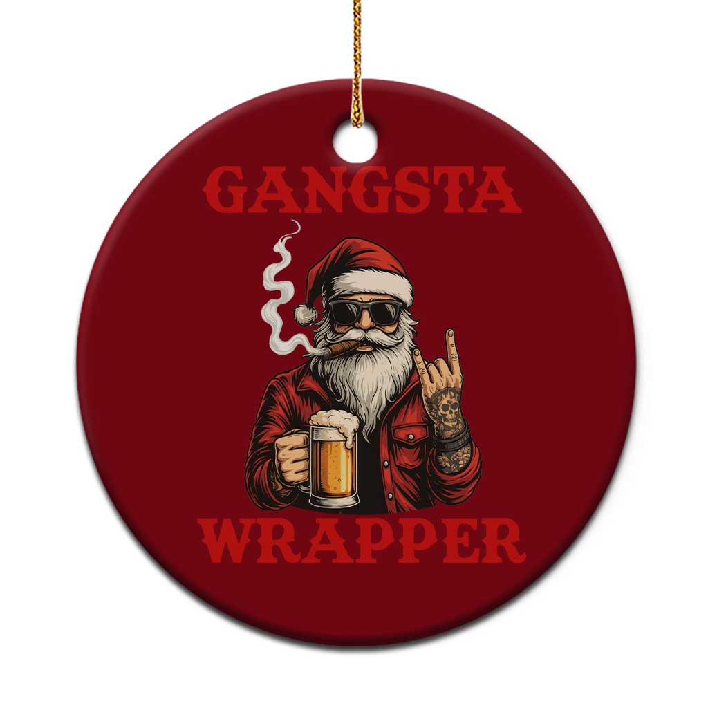Funny Santa Drinking Beer Chirstmas Ceramic Ornament Gangster Rock On Hand Xmas TS14 1pc Red Print Your Wear