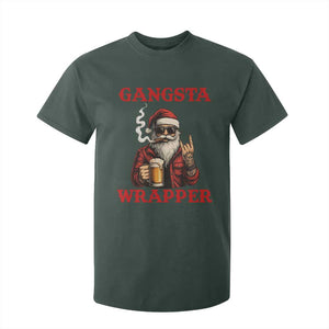Funny Santa Drinking Beer Christmas T Shirt For Kid Gangster Rock On Hand Xmas - Print Your Wear